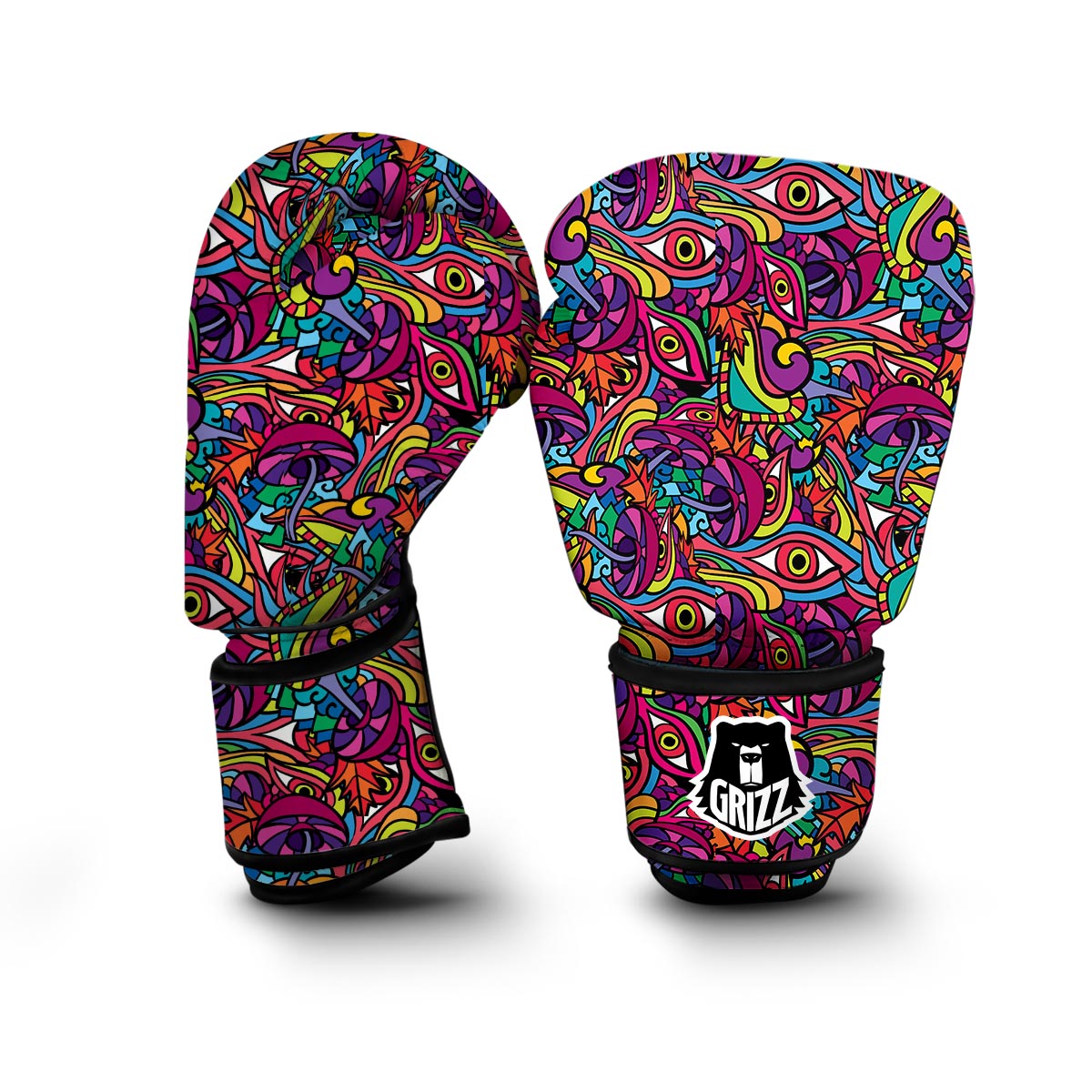 Trippy Print Pattern Boxing Gloves-grizzshop