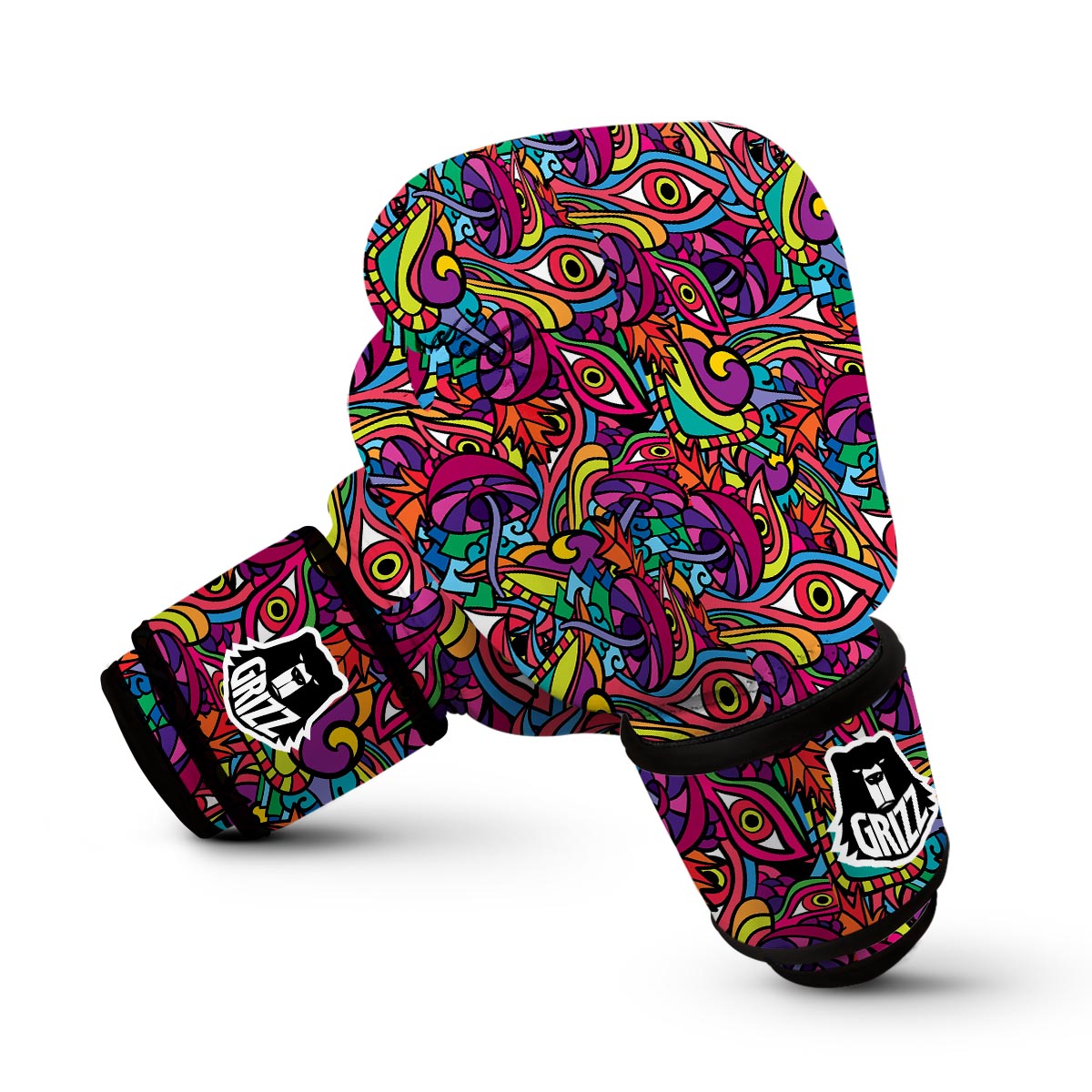 Trippy Print Pattern Boxing Gloves-grizzshop