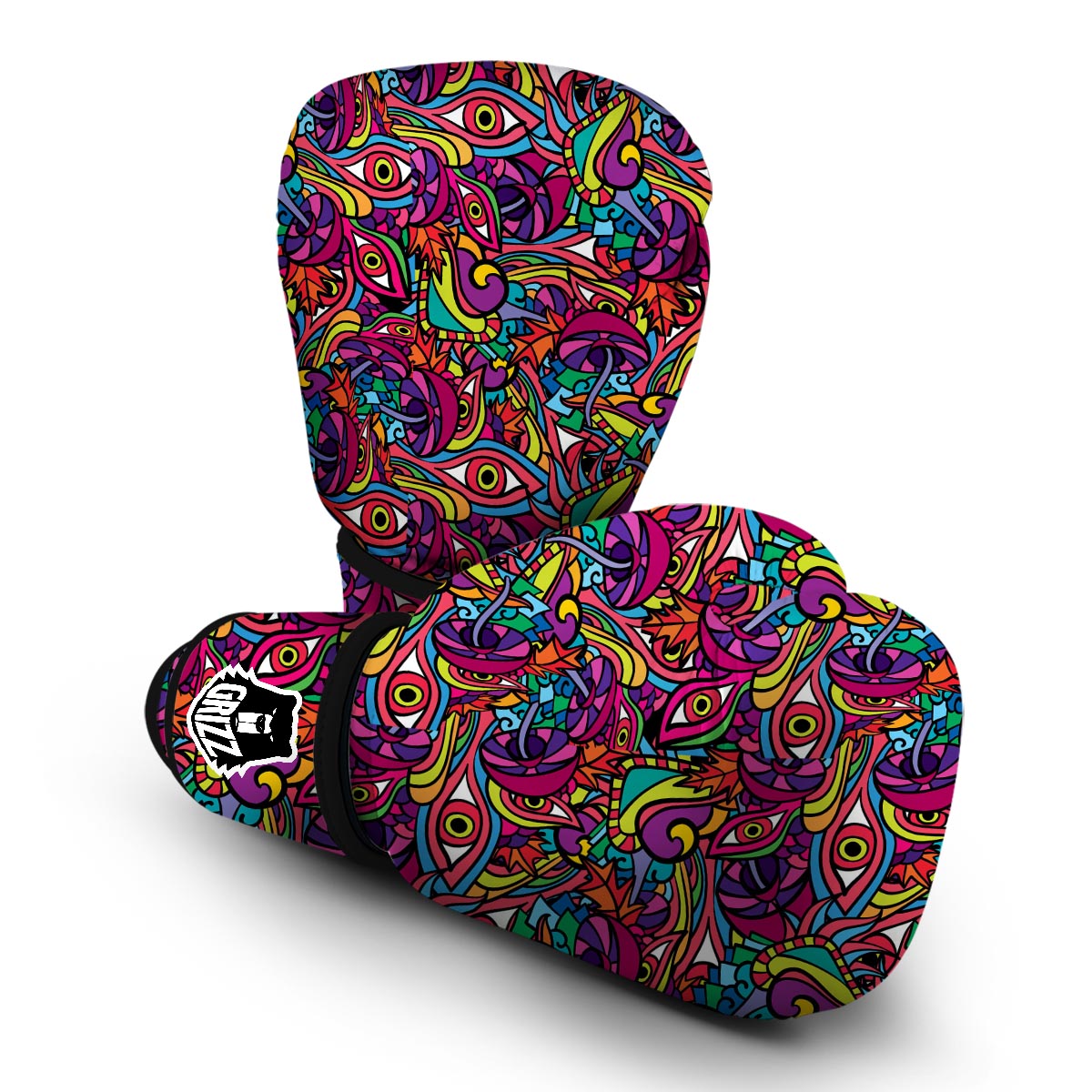 Trippy Print Pattern Boxing Gloves-grizzshop