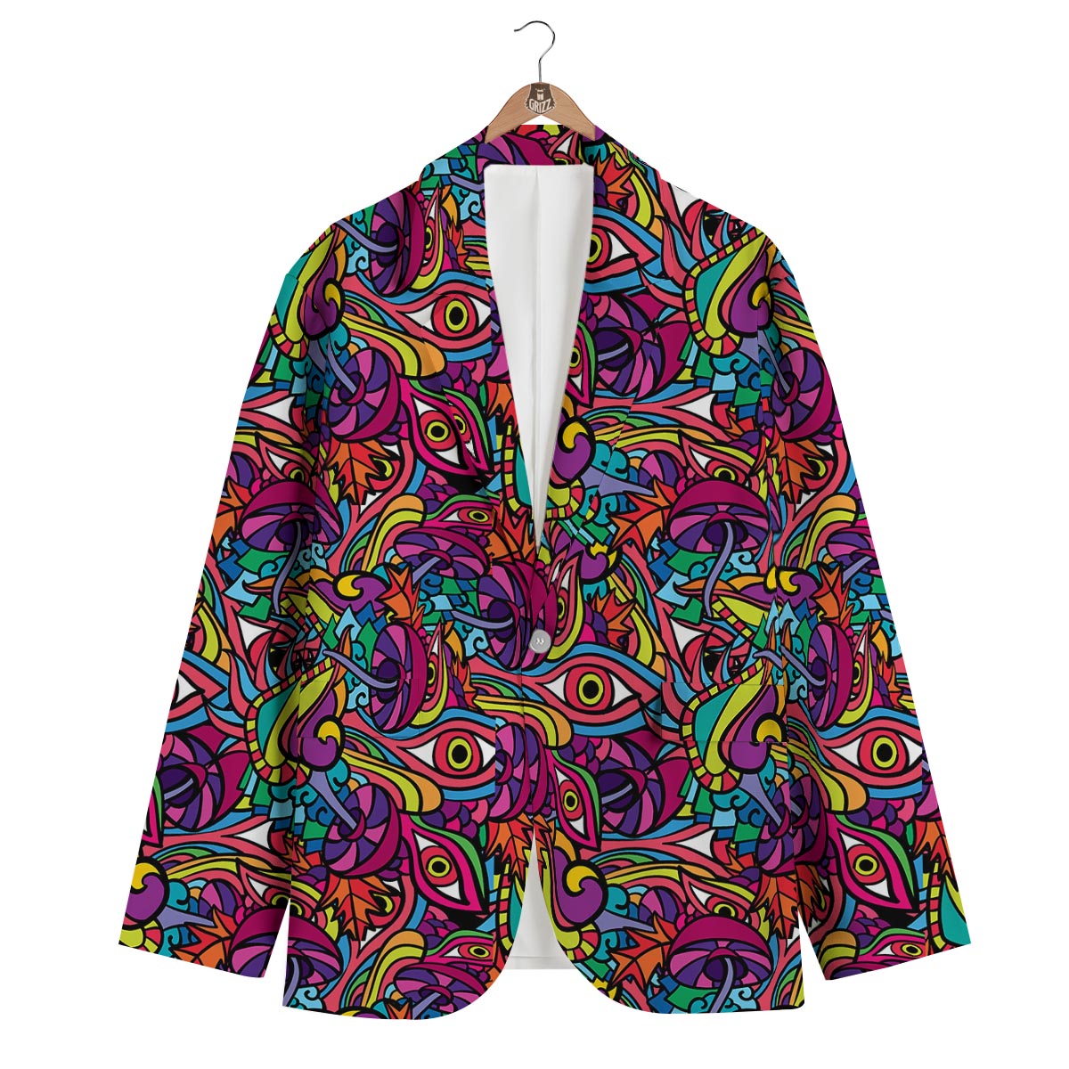 Trippy Print Pattern Men's Blazer-grizzshop