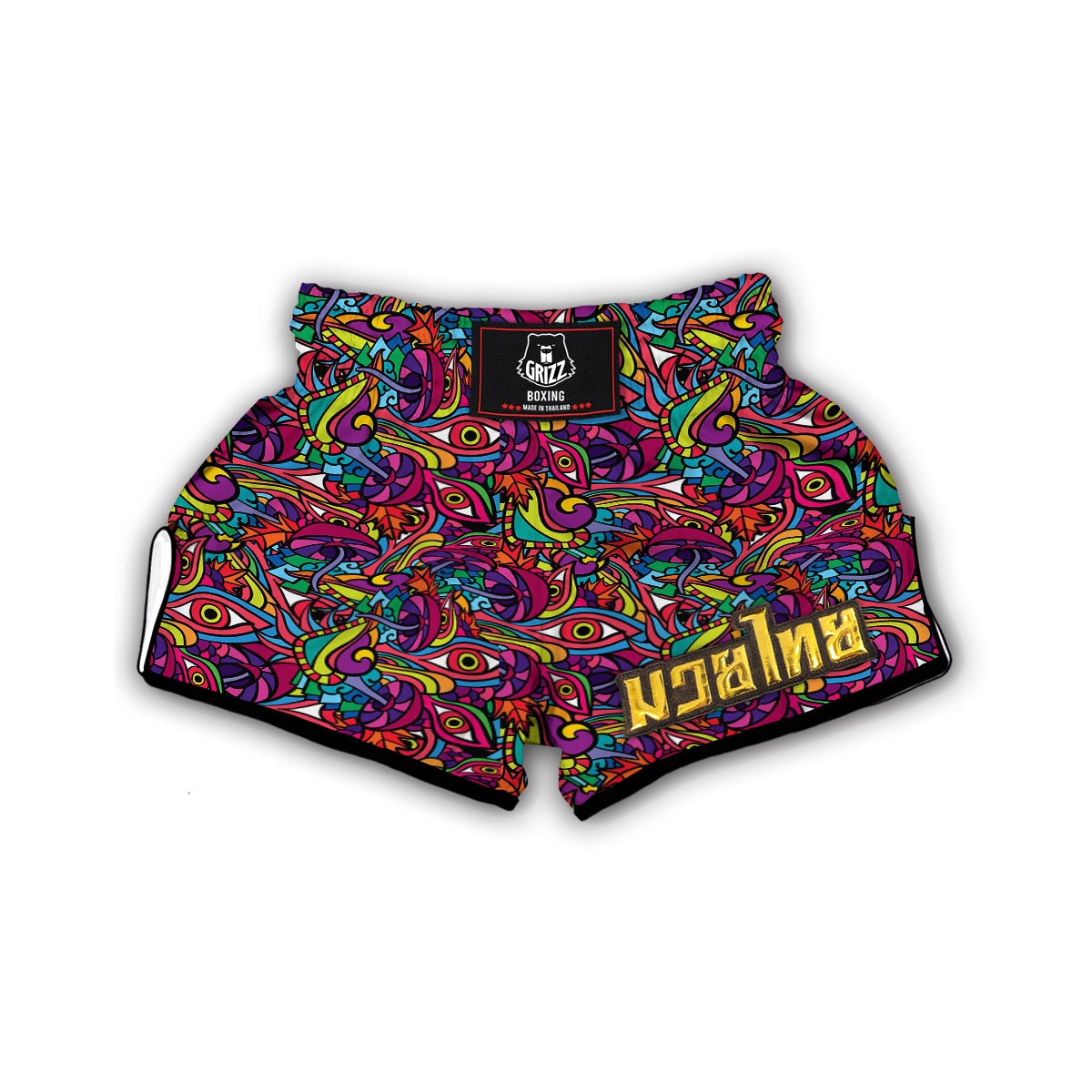 Trippy Print Pattern Muay Thai Boxing Shorts-grizzshop