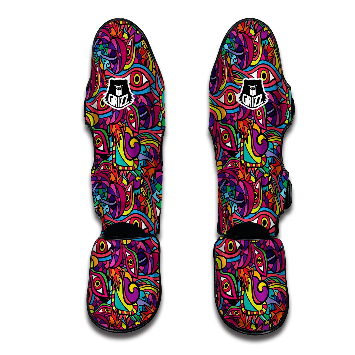 Trippy Print Pattern Muay Thai Shin Guards-grizzshop