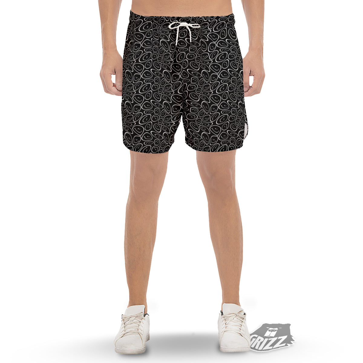 Trippy Psychedelic Dark Print Men's Gym Shorts-grizzshop