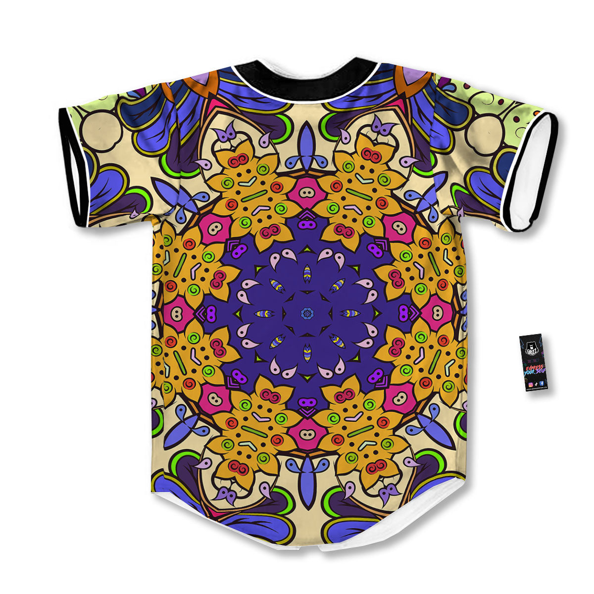 Trippy Psychedelic Ethnic Print Baseball Jersey-grizzshop