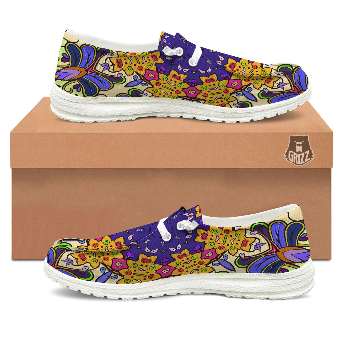 Trippy Psychedelic Ethnic Print Black Loafers-grizzshop