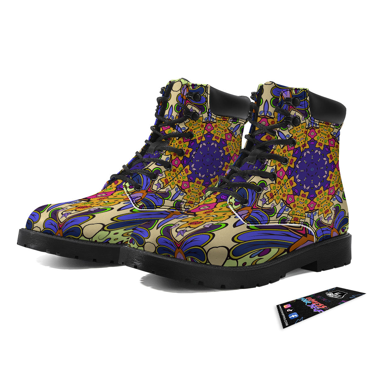 Trippy Psychedelic Ethnic Print Boots-grizzshop