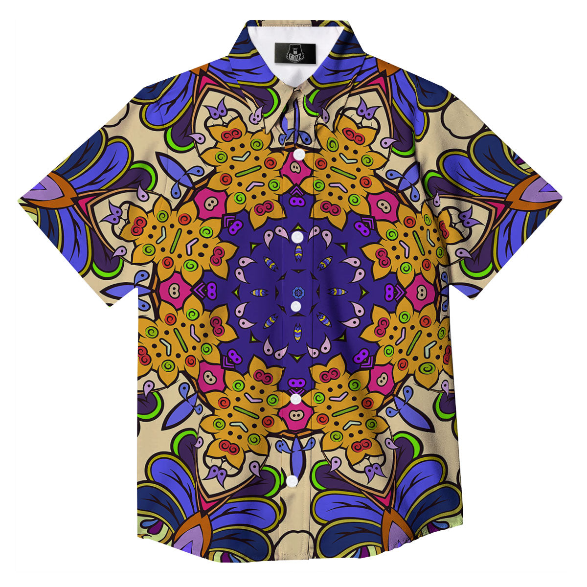 Trippy Psychedelic Ethnic Print Button Up Shirt-grizzshop