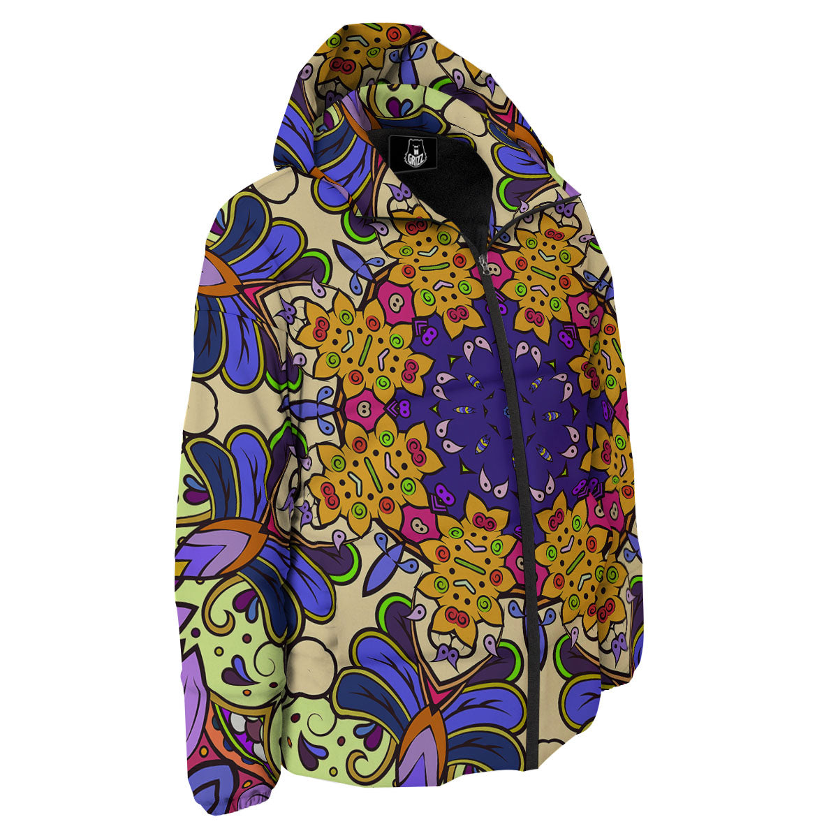 Trippy Psychedelic Ethnic Print Down Jacket-grizzshop