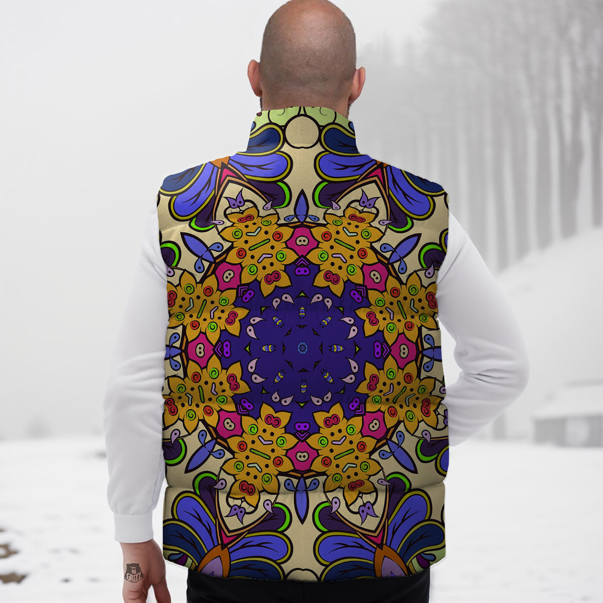 Trippy Psychedelic Ethnic Print Down Vest