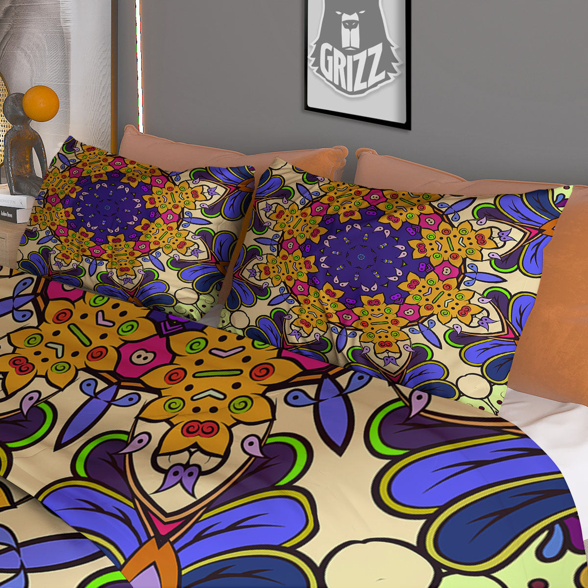 Tulip White Print Pattern Duvet Cover Bedding Set