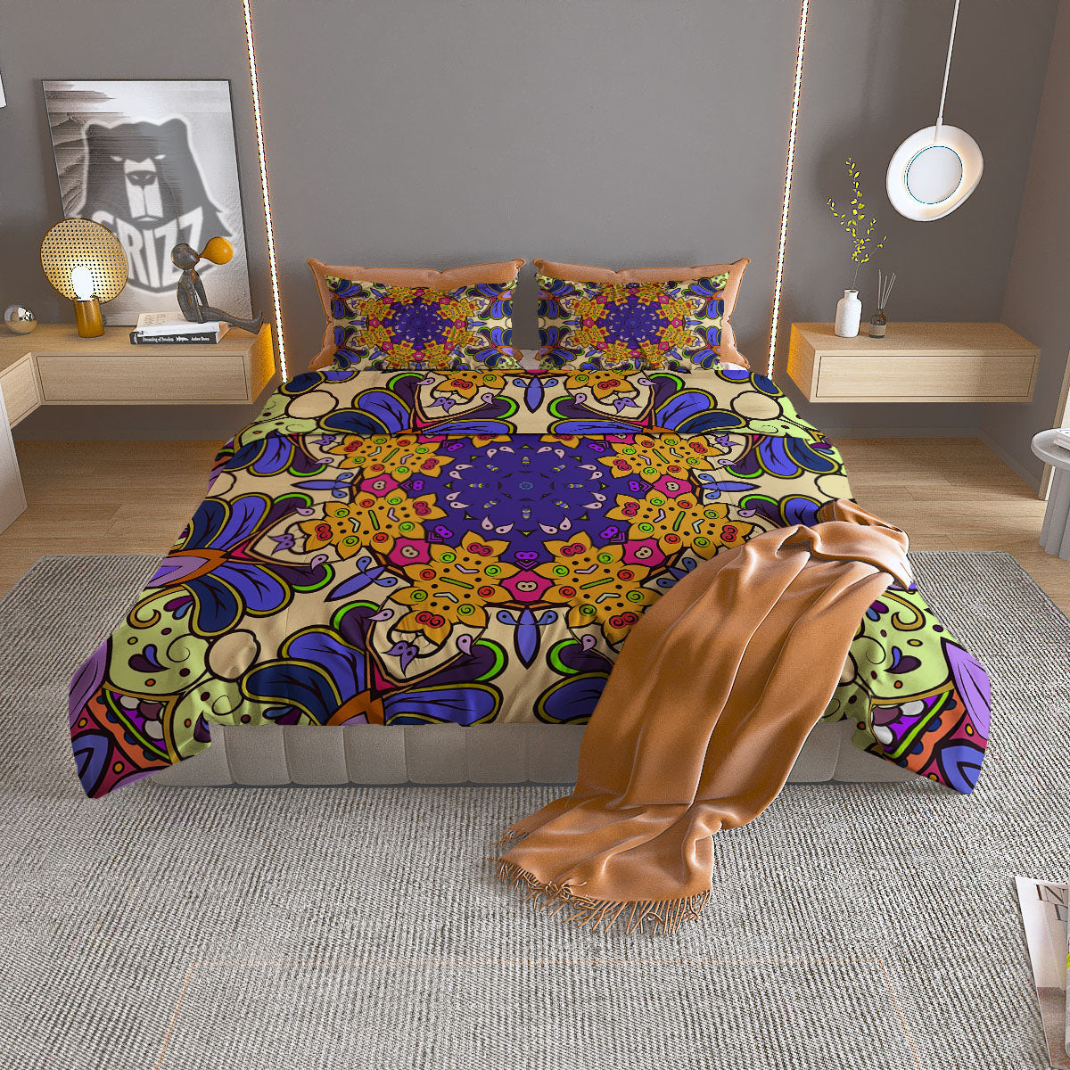 Tulip White Print Pattern Duvet Cover Bedding Set