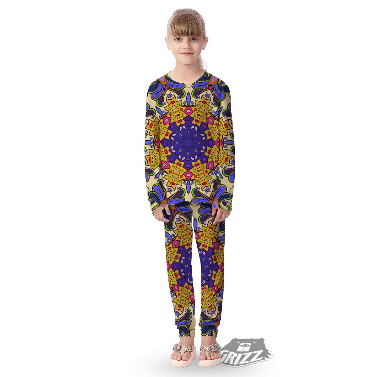 Trippy Psychedelic Ethnic Print Kid's Pajamas-grizzshop
