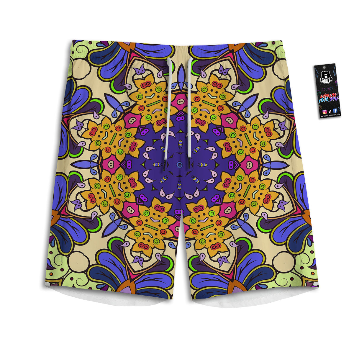 Trippy Psychedelic Ethnic Print Men's Athletic Shorts