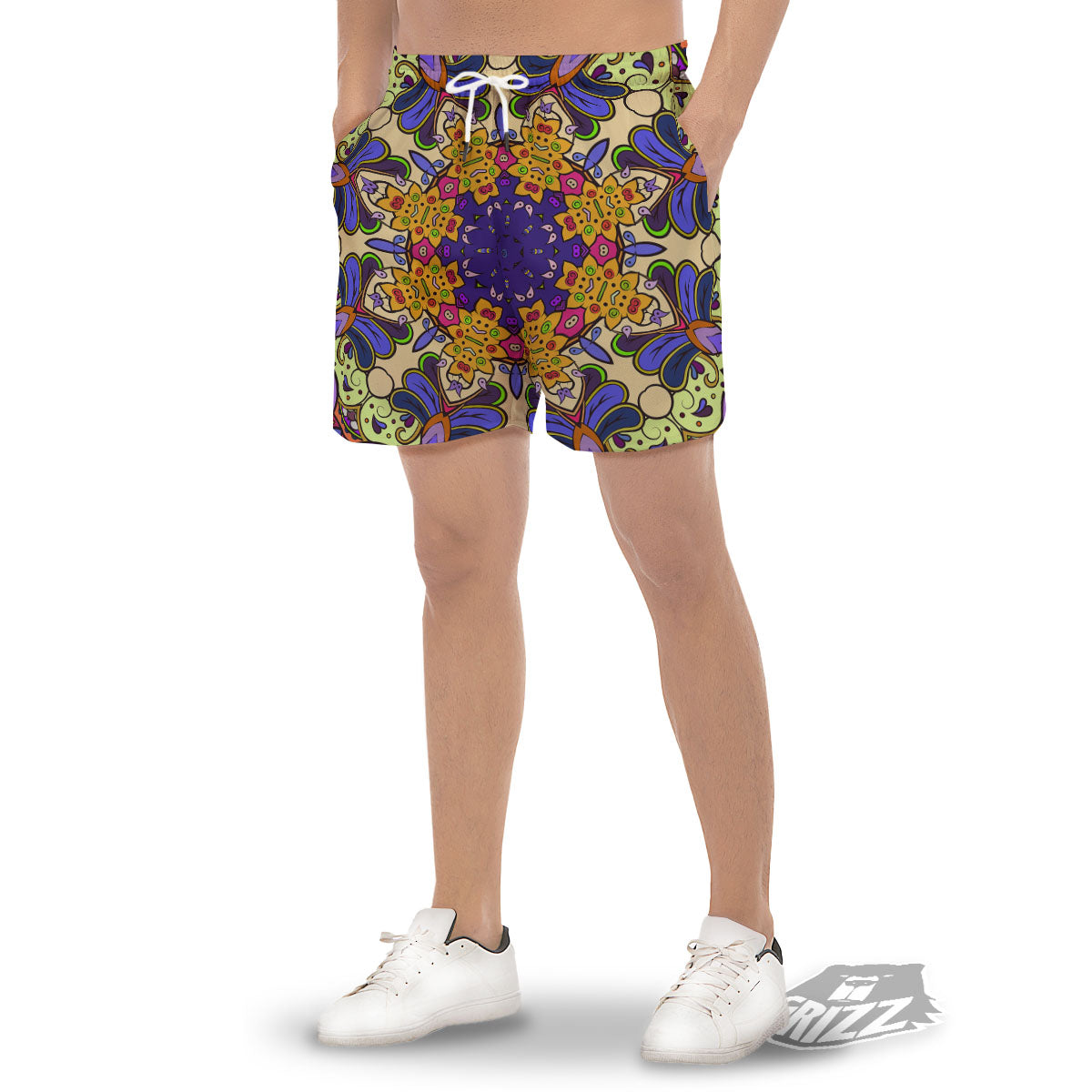 Trippy Psychedelic Ethnic Print Men's Gym Shorts-grizzshop