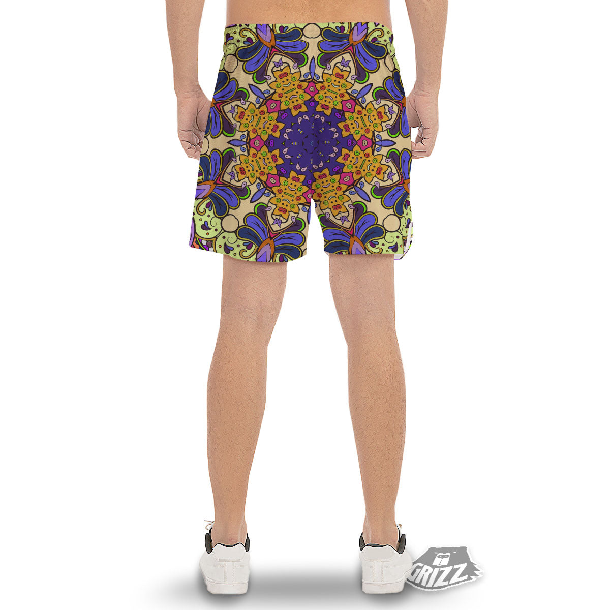 Trippy Psychedelic Ethnic Print Men's Gym Shorts-grizzshop