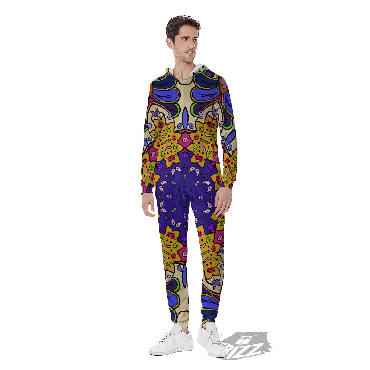 Trippy Psychedelic Ethnic Print Men's Jumpsuit-grizzshop