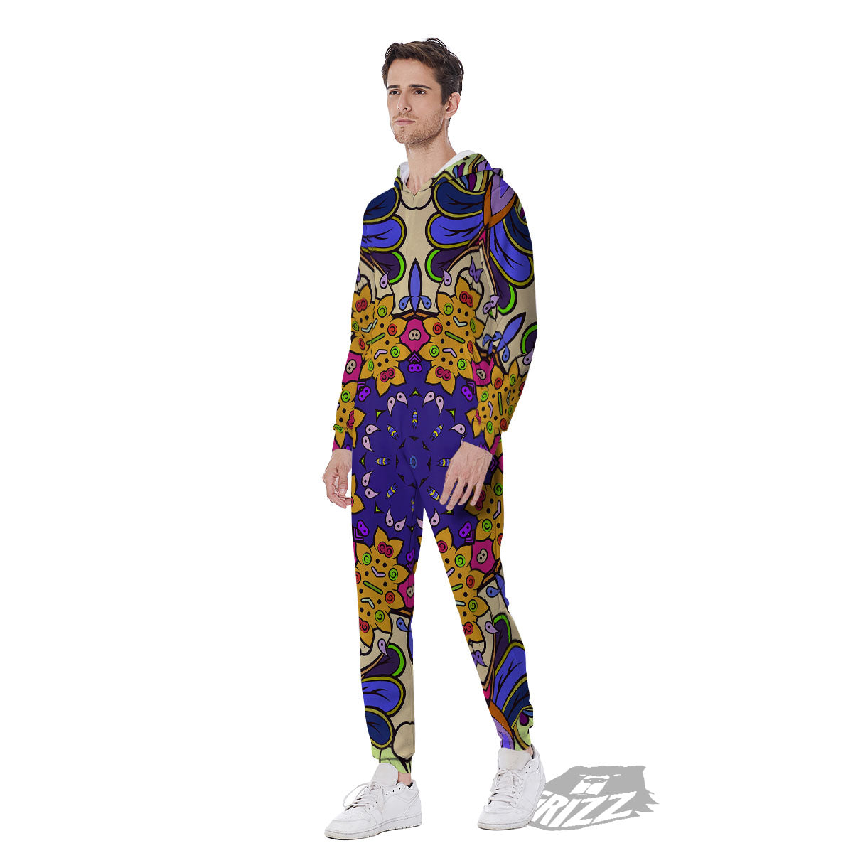 Trippy Psychedelic Ethnic Print Men's Jumpsuit-grizzshop