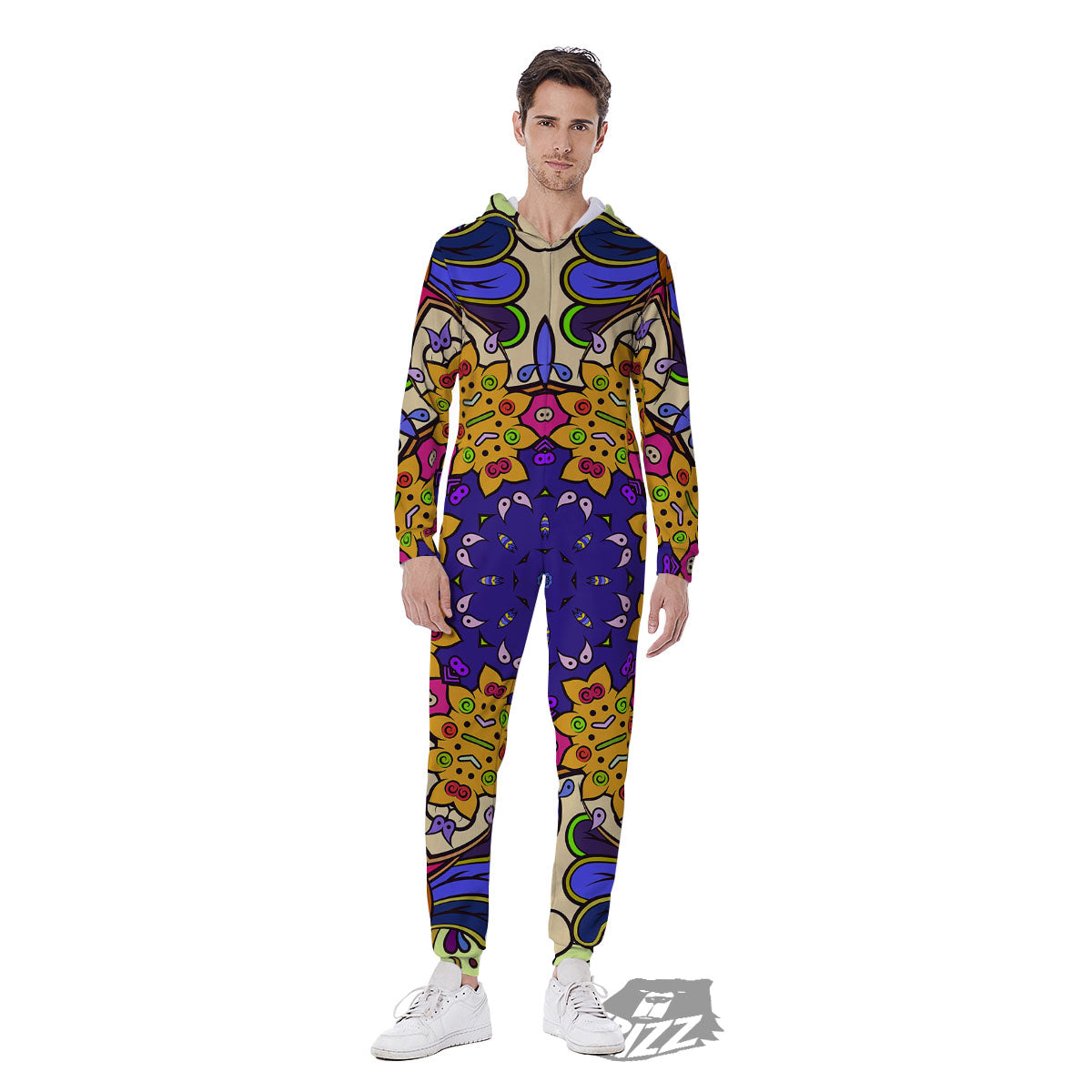 Trippy Psychedelic Ethnic Print Men's Jumpsuit-grizzshop