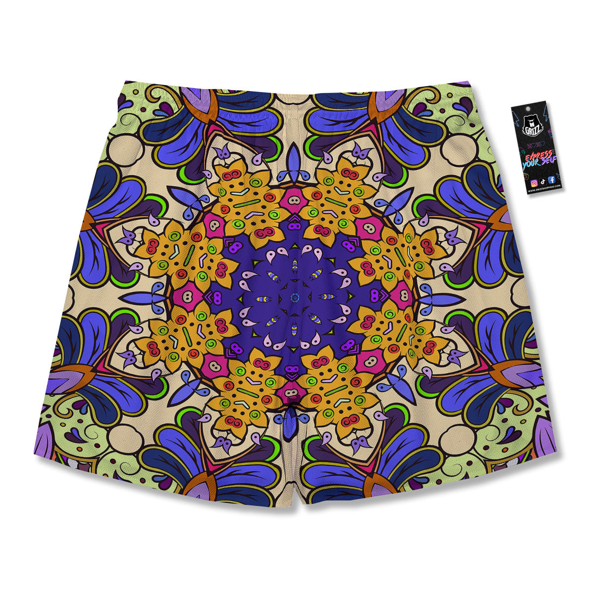 Trippy Psychedelic Ethnic Print Men's Running Shorts-grizzshop
