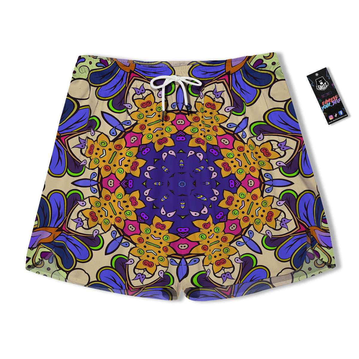 Trippy Psychedelic Ethnic Print Men's Running Shorts-grizzshop