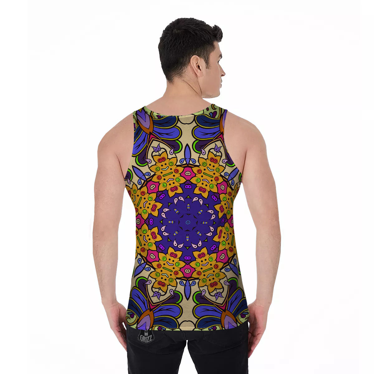 Trippy Psychedelic Ethnic Print Men's Tank Top-grizzshop