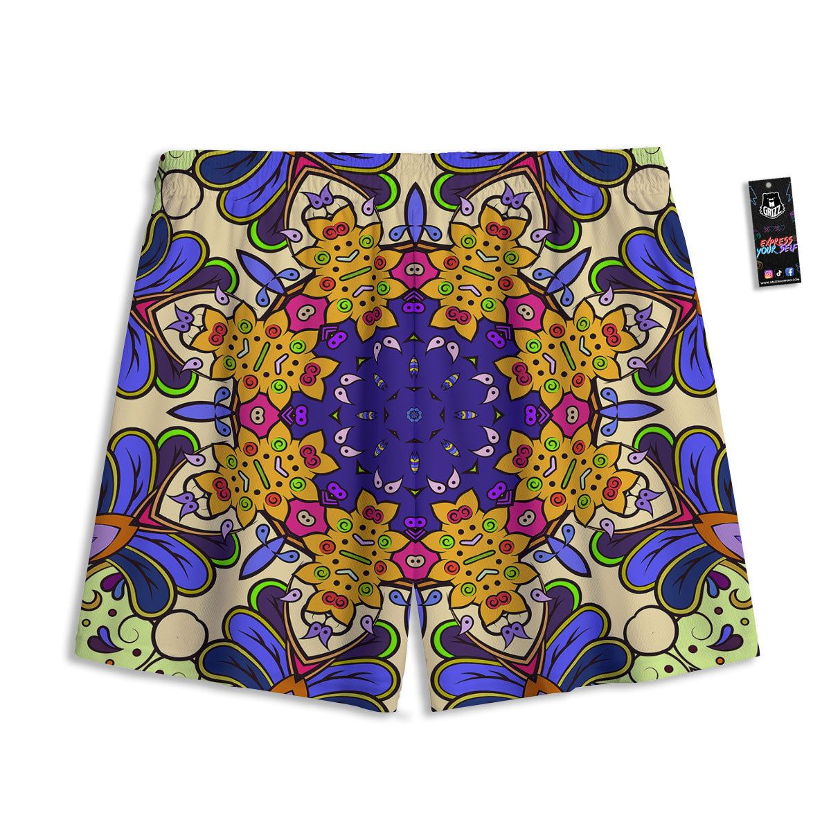 Trippy Psychedelic Ethnic Print Mesh Shorts