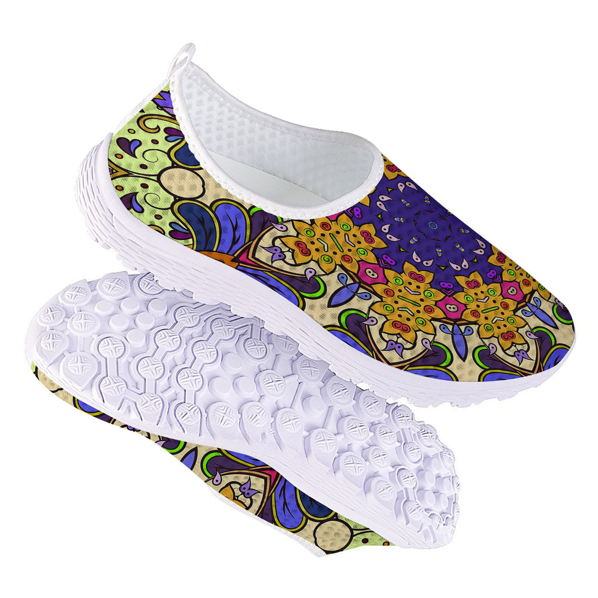 Trippy Psychedelic Ethnic Print Nurse Shoes-grizzshop