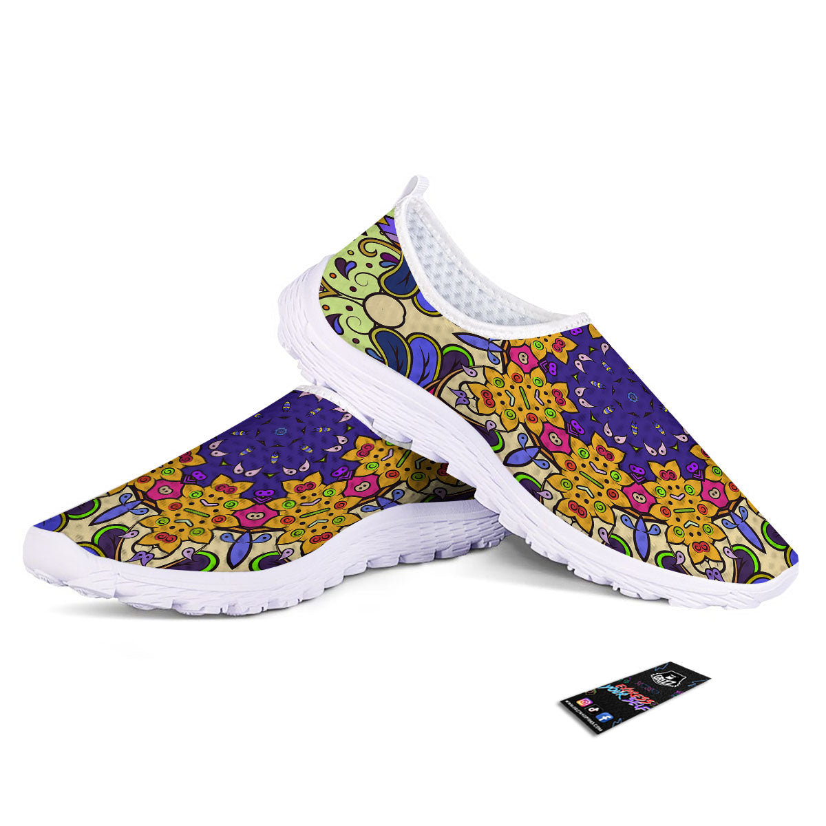 Trippy Psychedelic Ethnic Print Nurse Shoes-grizzshop