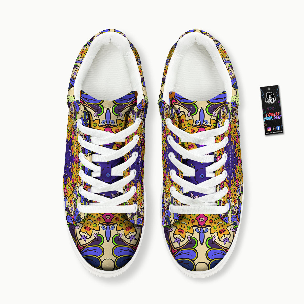 Trippy Psychedelic Ethnic Print Platform Shoes-grizzshop