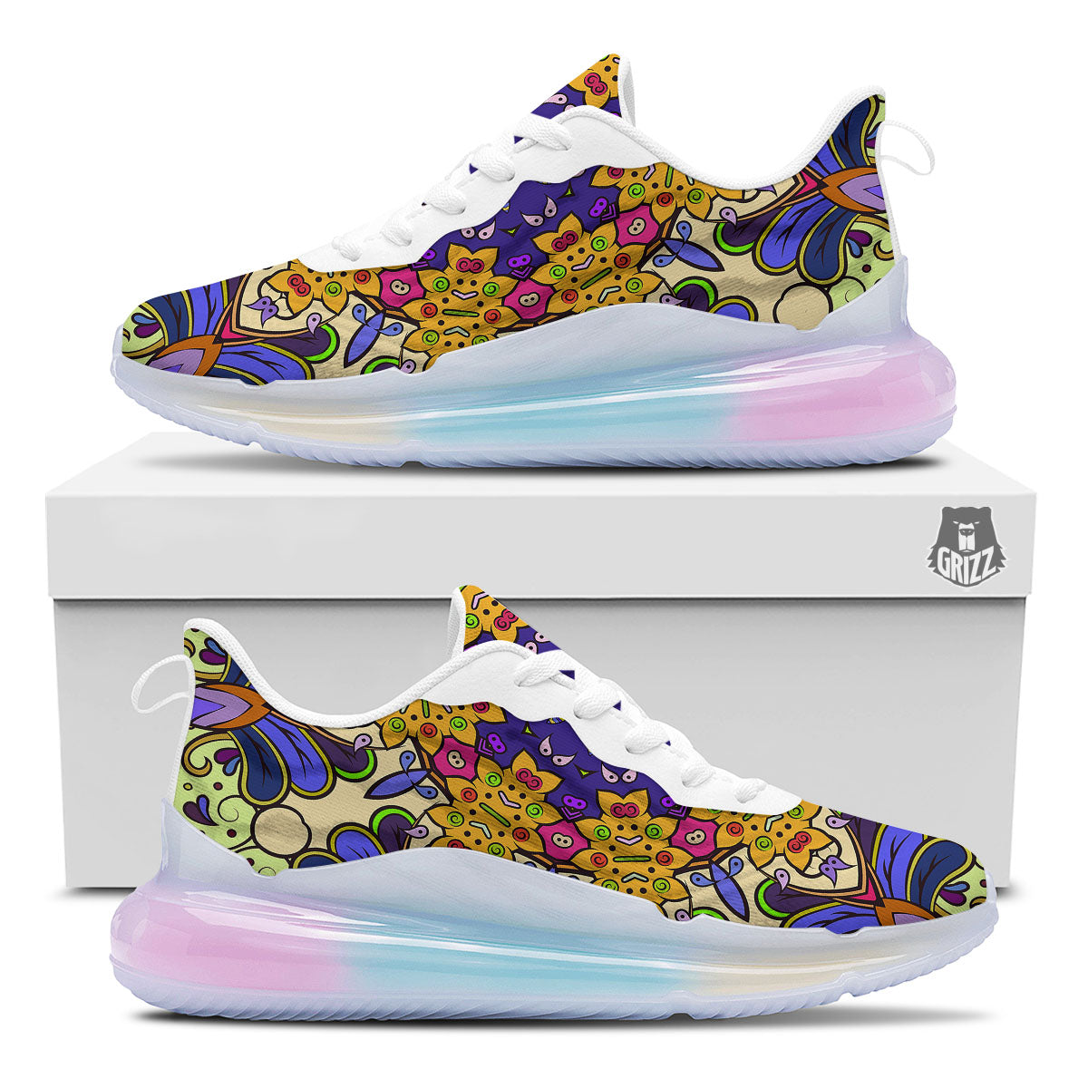 Trippy Psychedelic Ethnic Print Running Sneakers-grizzshop