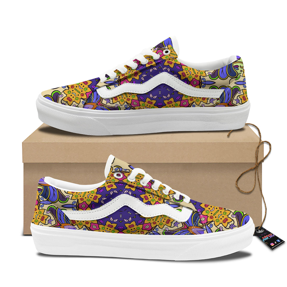 Trippy Psychedelic Ethnic Print Skate Shoes-grizzshop