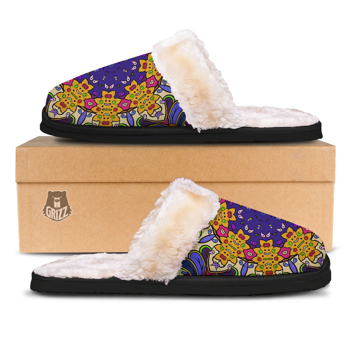 Trippy Psychedelic Ethnic Print Slippers-grizzshop