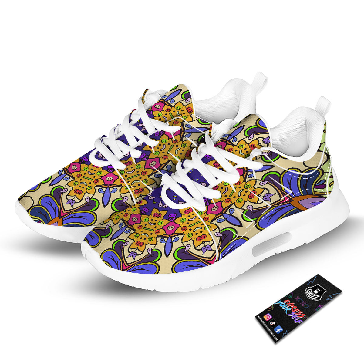 Trippy Psychedelic Ethnic Print Tennis Shoes-grizzshop