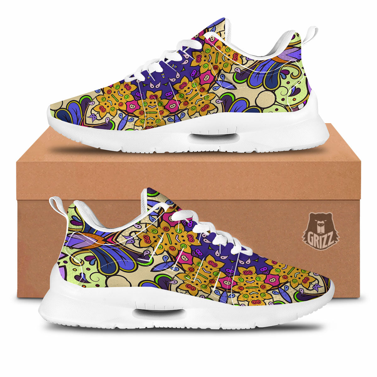 Trippy Psychedelic Ethnic Print Tennis Shoes-grizzshop