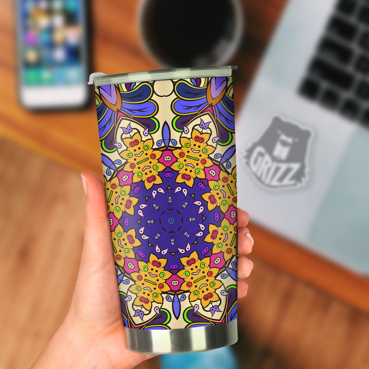 Trippy Psychedelic Ethnic Print Tumbler-grizzshop