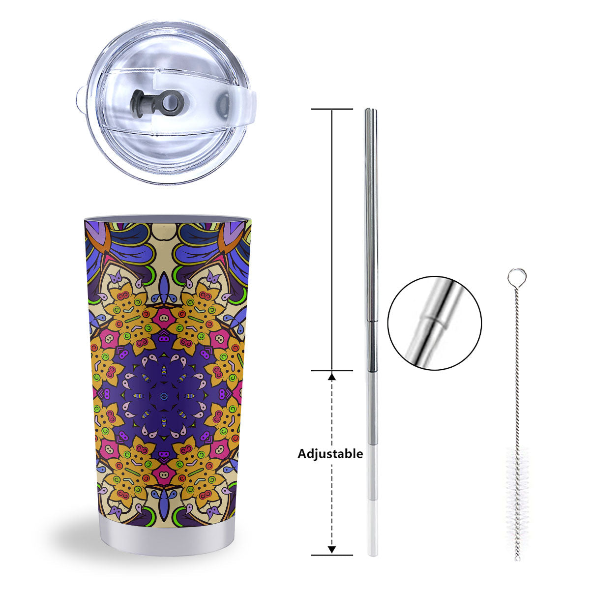 Trippy Psychedelic Ethnic Print Tumbler-grizzshop