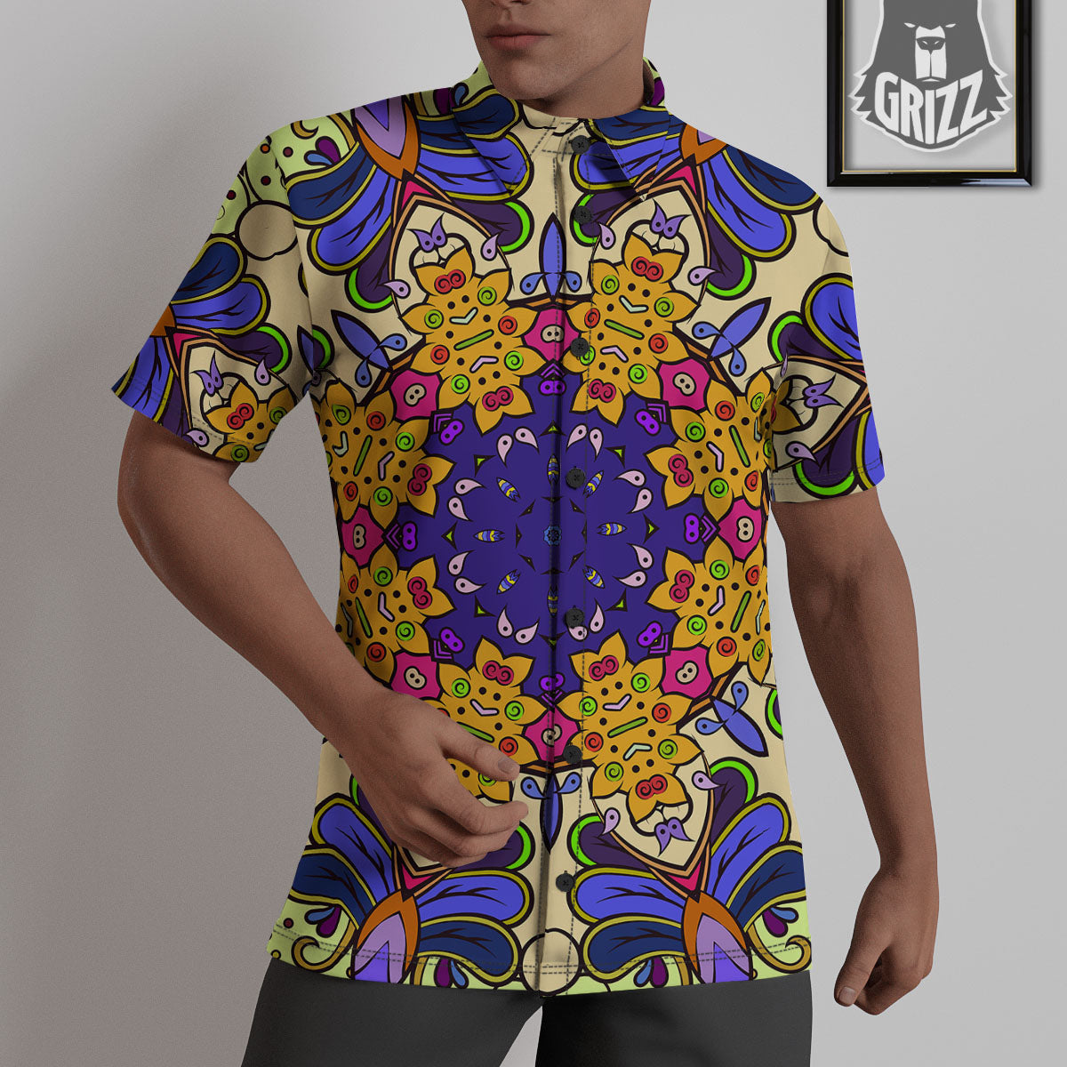 Trippy Psychedelic Ethnic Print Untucked Shirts-grizzshop