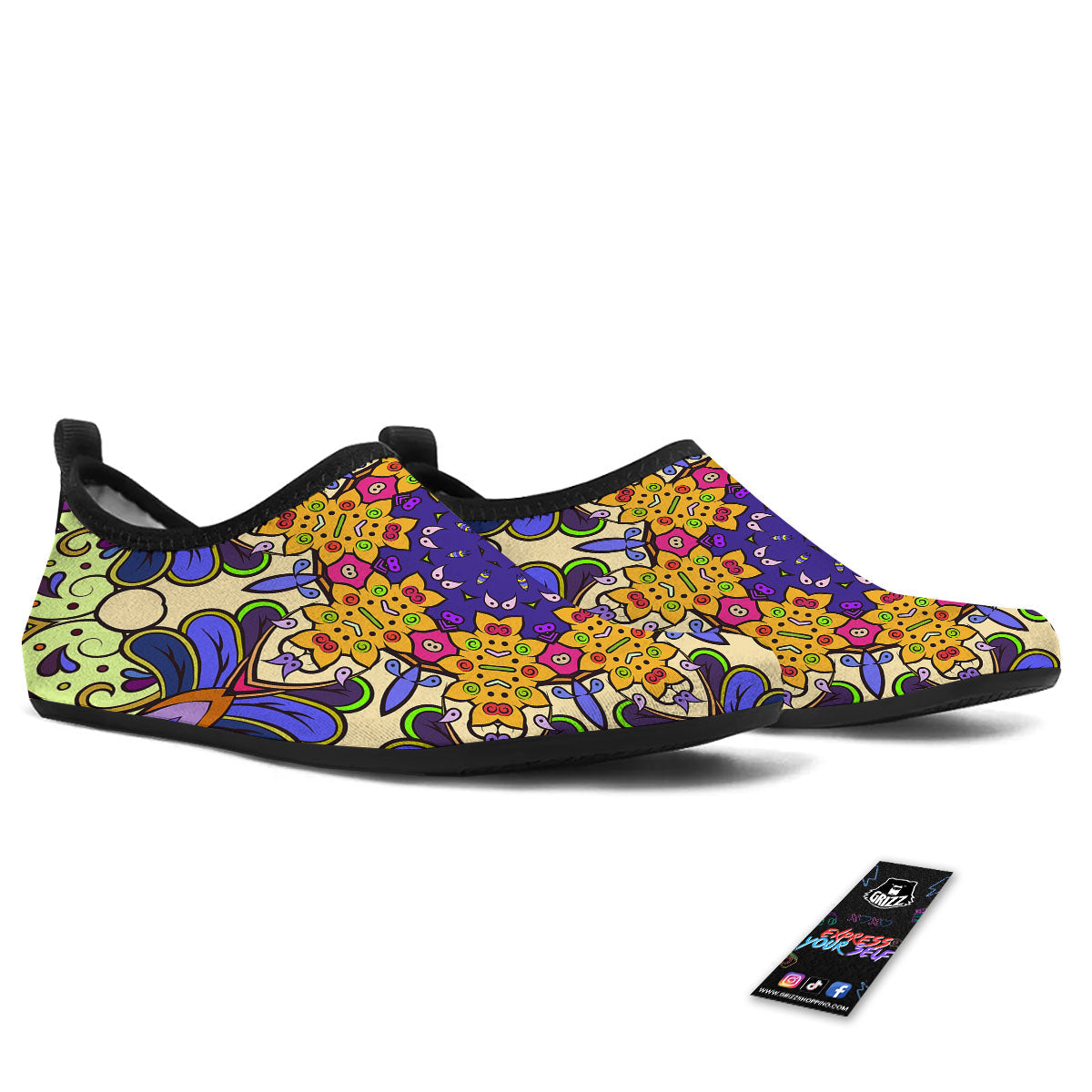 Trippy Psychedelic Ethnic Print Water Shoes-grizzshop