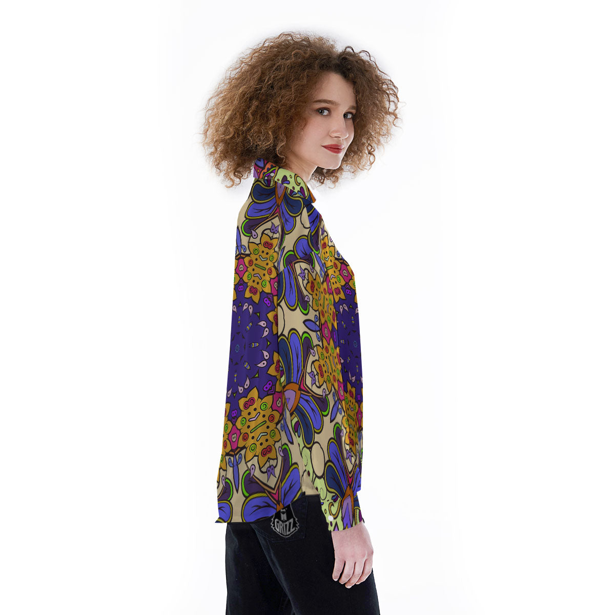 Trippy Psychedelic Ethnic Print Women's Long Sleeve Shirts-grizzshop