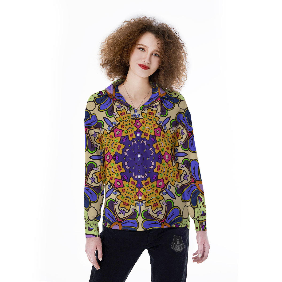 Trippy Psychedelic Ethnic Print Women's Long Sleeve Shirts-grizzshop