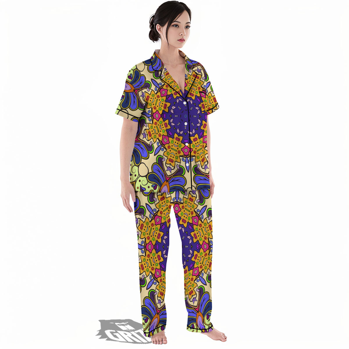 Trippy Psychedelic Ethnic Print Women's Pajamas Set-grizzshop