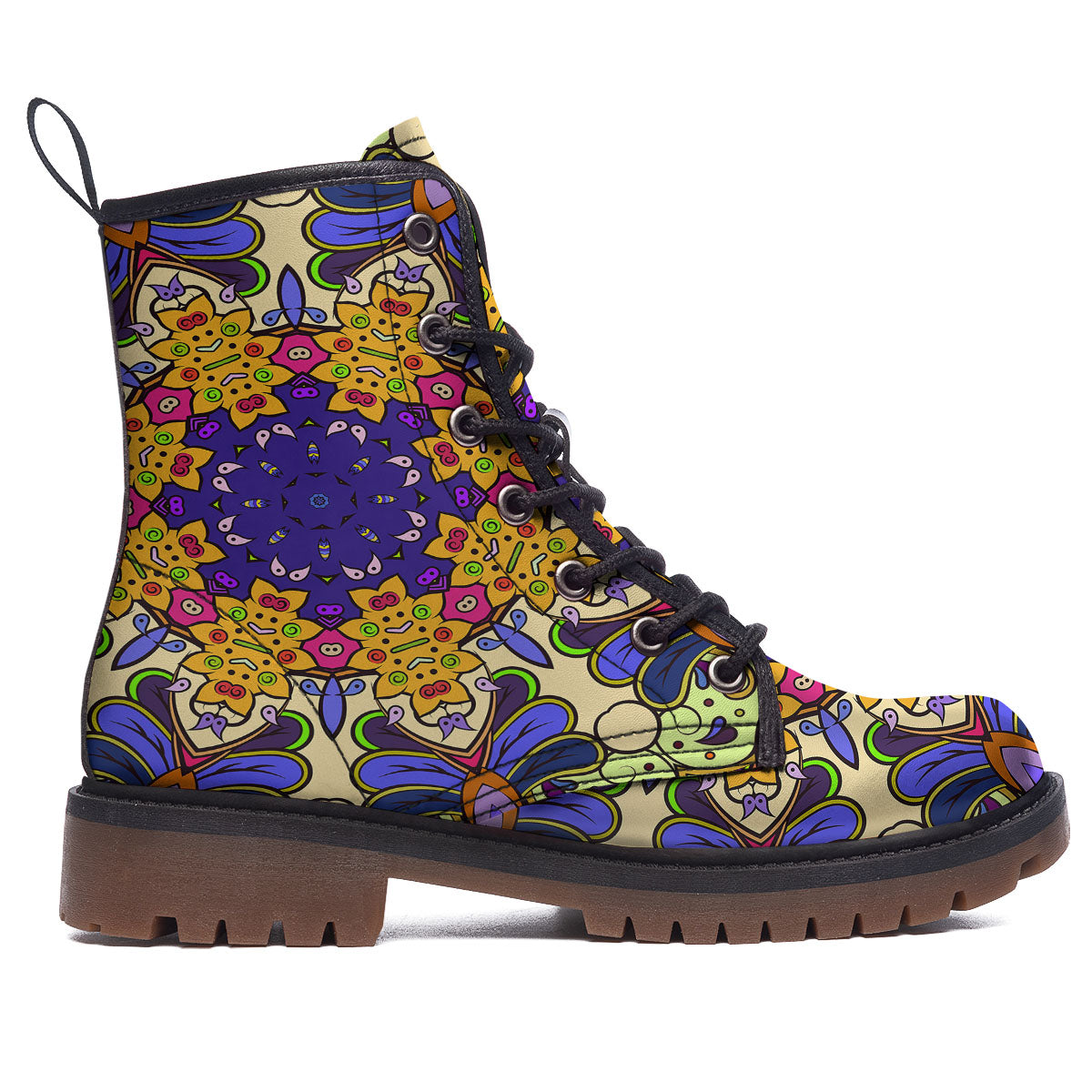 Trippy Psychedelic Ethnic Print Work Boots-grizzshop