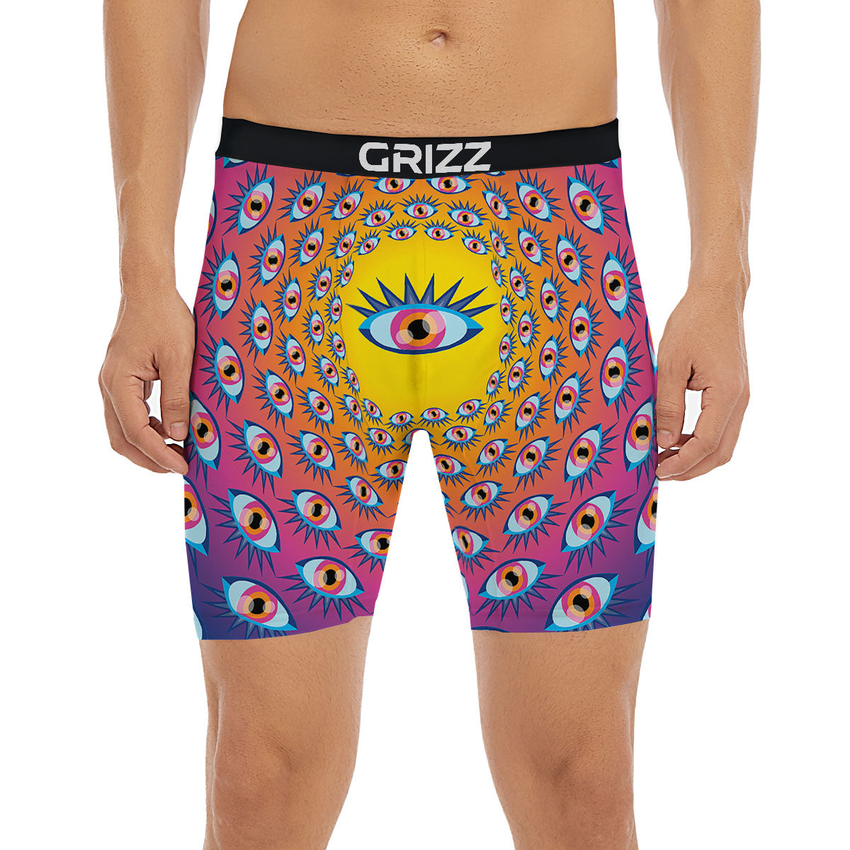 Trippy Psychedelic Eyes Print Boxer Briefs-grizzshop
