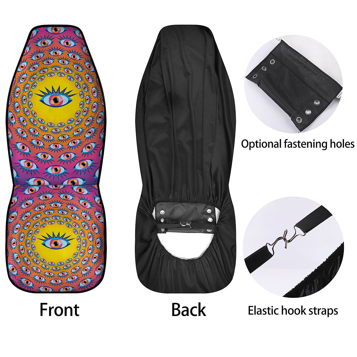 Trippy Psychedelic Eyes Print Car Seat Covers-grizzshop