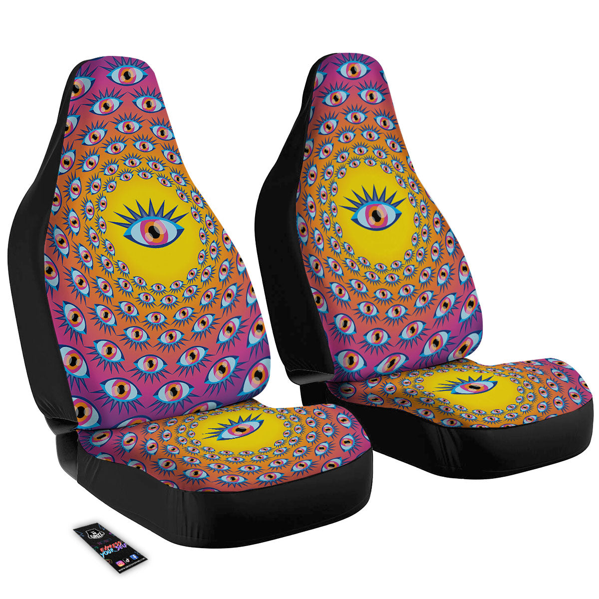 Trippy Psychedelic Eyes Print Car Seat Covers-grizzshop