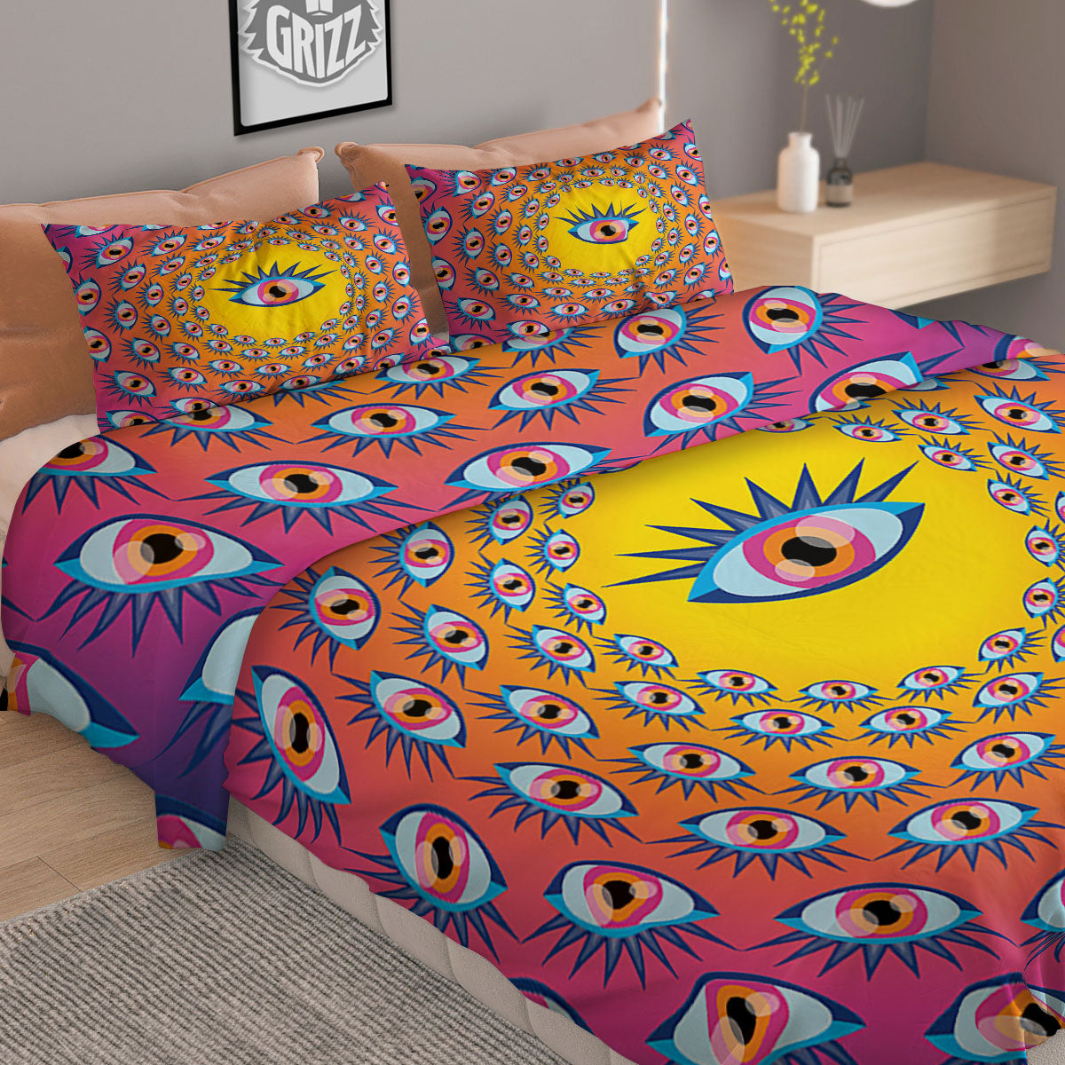 Trippy Psychedelic Eyes Print Duvet Cover Bedding Set