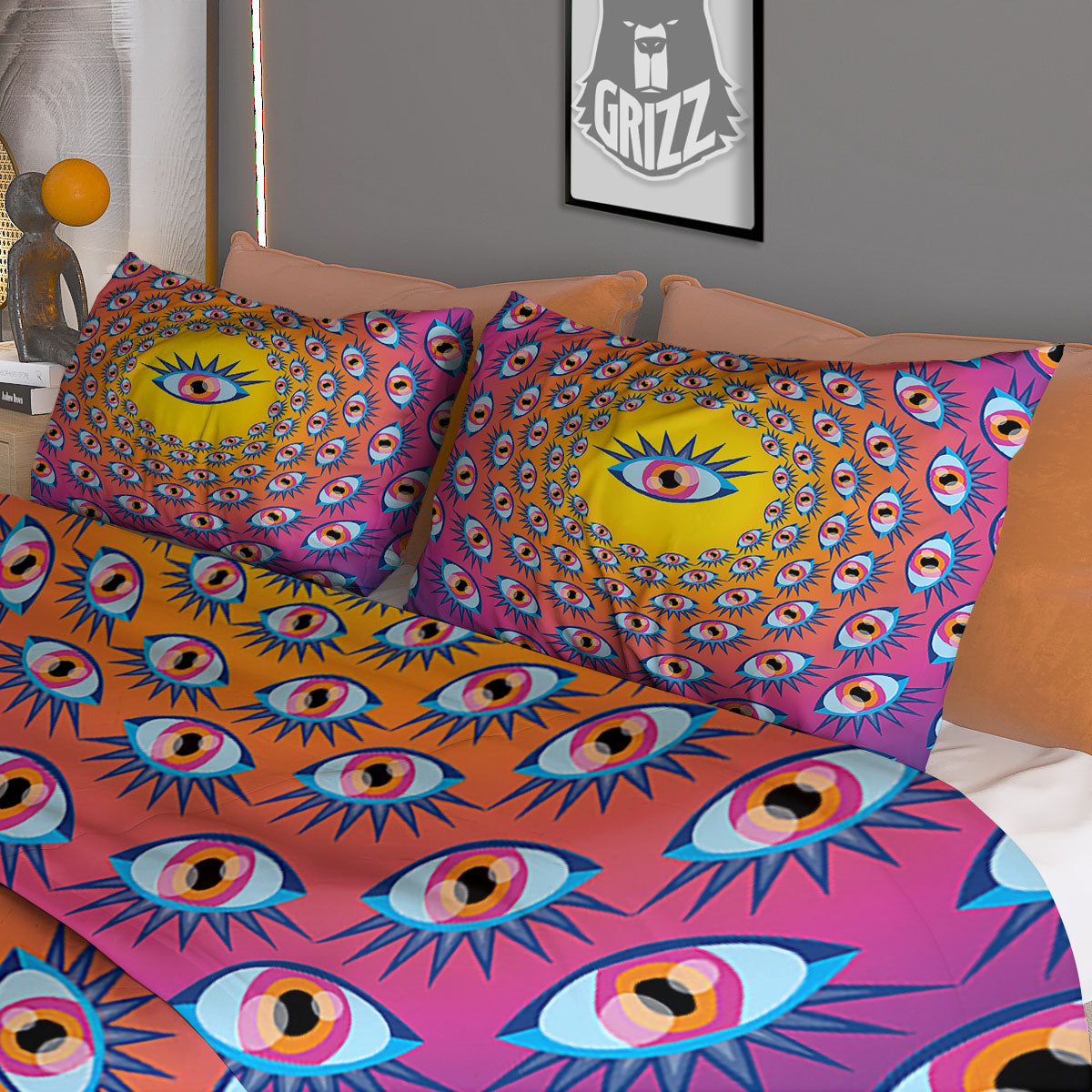 Trippy Psychedelic Eyes Print Duvet Cover Bedding Set