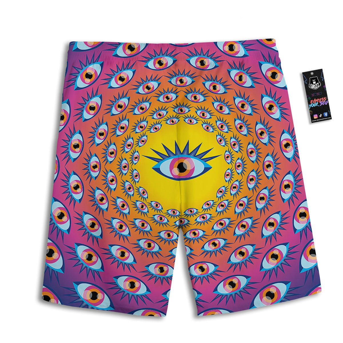 Trippy Psychedelic Eyes Print Men's Athletic Shorts
