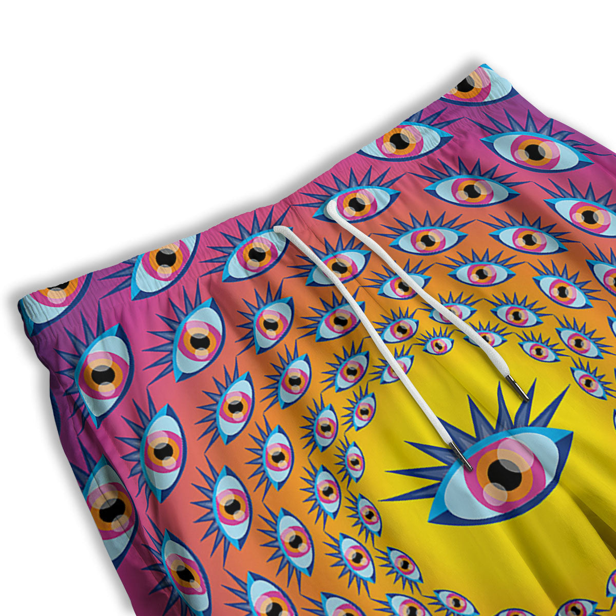 Trippy Psychedelic Eyes Print Men's Athletic Shorts