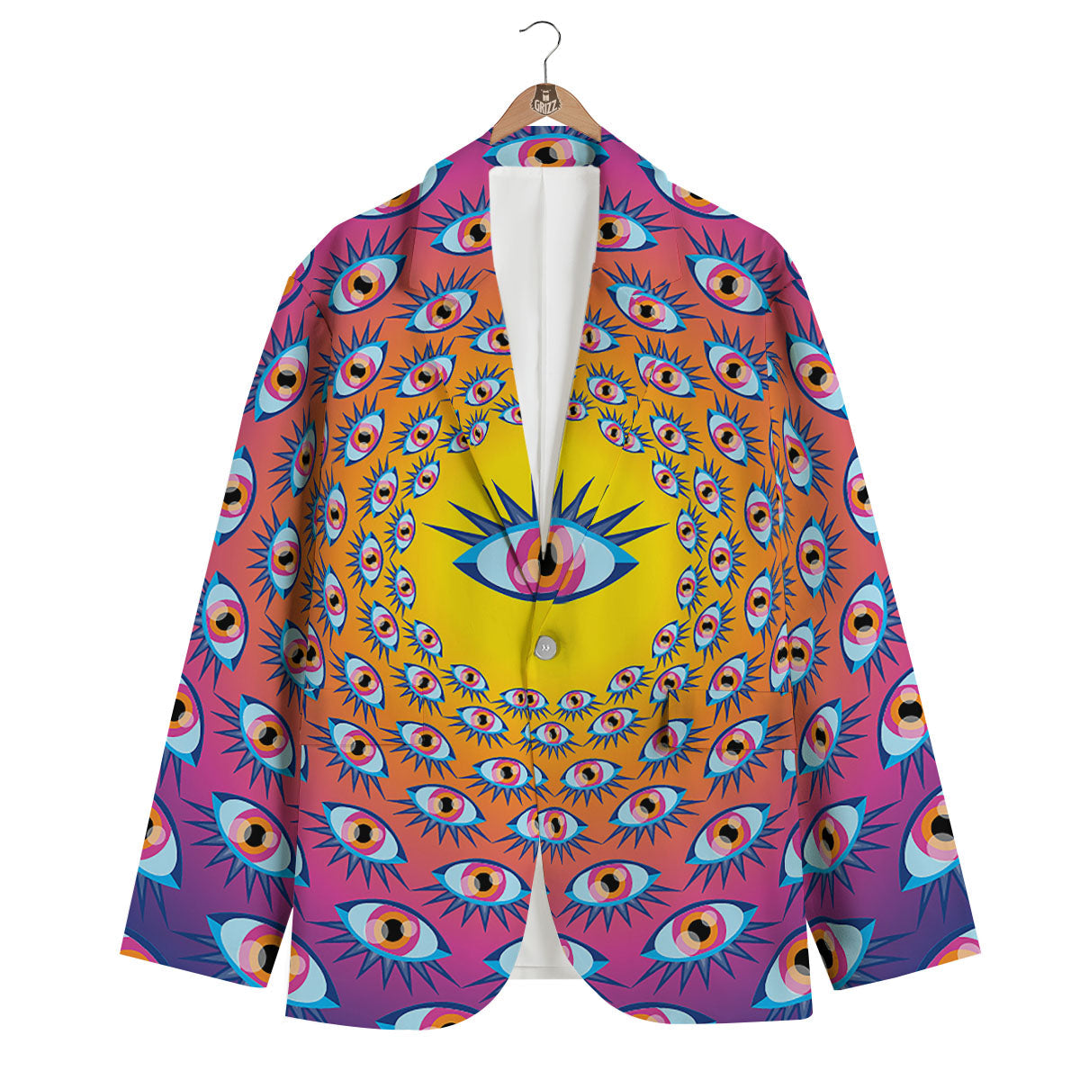 Trippy Psychedelic Eyes Print Men's Blazer-grizzshop